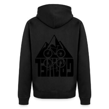Gravel Bike Montagnes Réflexion Vélo Motif - Veste à capuche bio Premium Unisexe - noir - Dos - Nico (187cm)