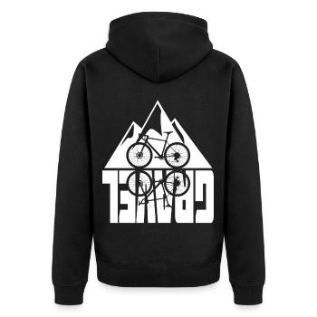 Gravel Bike Montagnes Réflexion Vélo Motif - Veste à capuche bio Premium Unisexe - noir - Dos - Nico (187cm)