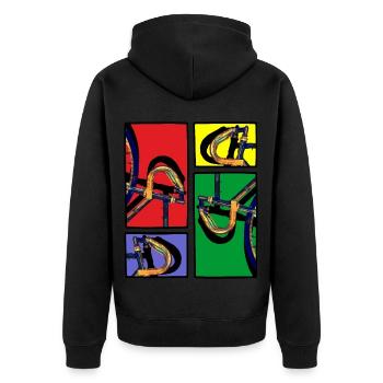 Comic Strips Road Bike Keirin - Cycling - Unisex Premium Organic Zip Hoodie - black - Back - Nico (187cm)