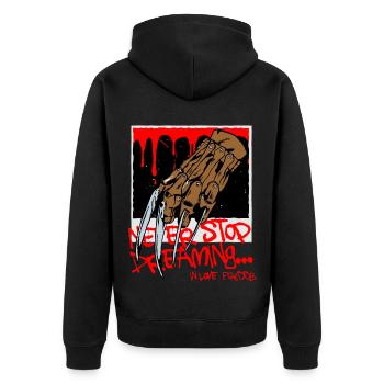 Hör nie auf zu träumen - böser Traum - Unisex Premium Bio Zip Hoodie - Schwarz - Hinten - Nico (187cm)