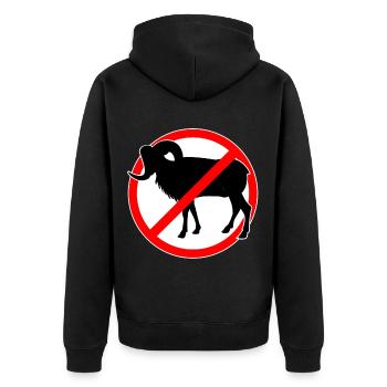Ziegen oder Mufflons verboten - Ziege - Unisex Premium Bio Zip Hoodie - Schwarz - Hinten - Nico (187cm)
