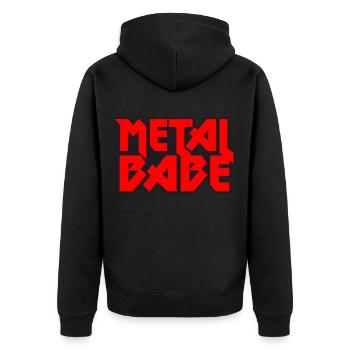 Metal Babe - Heavy Metal - Unisex Premium Bio Zip Hoodie - Schwarz - Hinten - Nico (187cm)