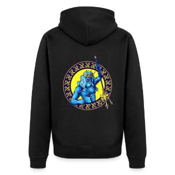 God of the Sea Poseidon - Unisex Premium Organic Zip Hoodie - black - Back - Nico (187cm)