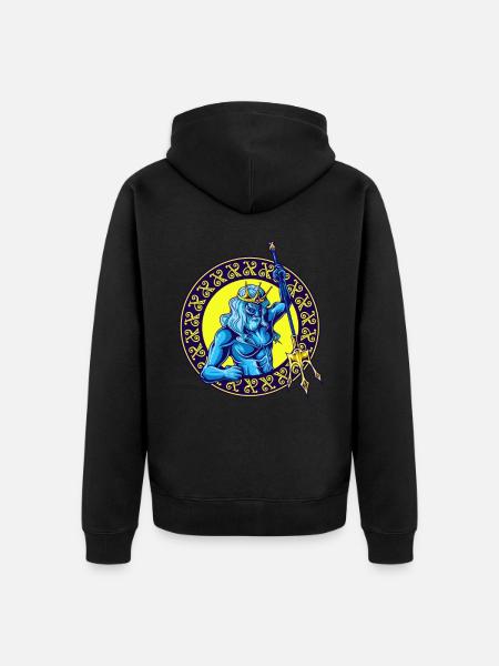 God of the Sea Poseidon - Unisex Premium Organic Zip Hoodie - black