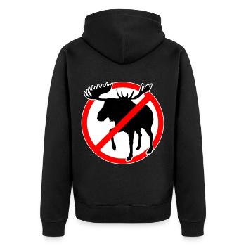 no moose allowed. Moose forbidden - Unisex Premium Organic Zip Hoodie - black - Back - Nico (187cm)