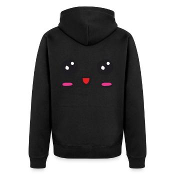 kawaii face with an open smile - Unisex Premium Organic Zip Hoodie - black - Back - Nico (187cm)
