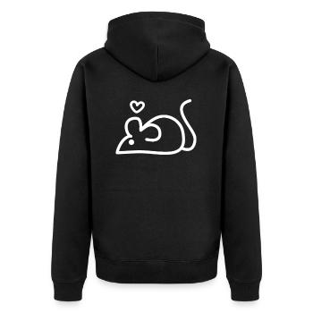 a mouse with a heart - Unisex Premium Organic Zip Hoodie - black - Back - Nico (187cm)