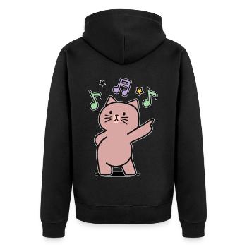super funky music disco dance cat - Unisex Premium Organic Zip Hoodie - black - Back - Nico (187cm)