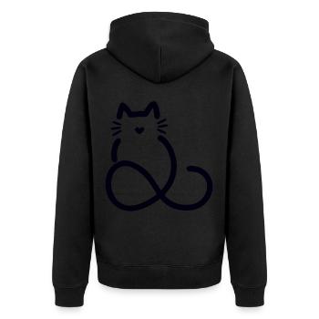unendliche Liebe Herzform Katze - Unisex Premium Bio Zip Hoodie - Schwarz - Hinten - Nico (187cm)