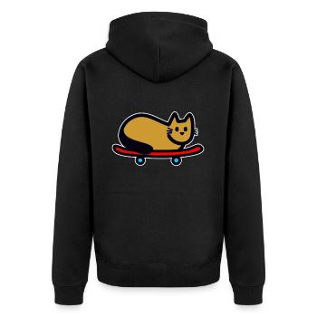 Chat sur skateboard - Veste à capuche bio Premium Unisexe - noir - Dos - Nico (187cm)
