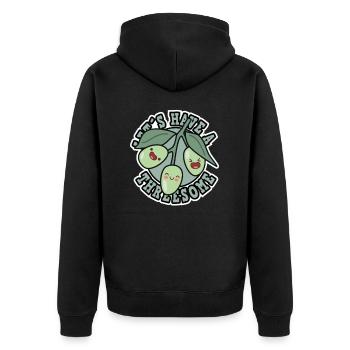 Faisons un trio avec des fruits d’olive - Veste à capuche bio Premium Unisexe - noir - Dos - Nico (187cm)
