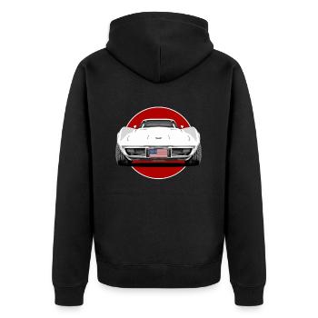 Echtes amerikanisches Muscle-Car - Unisex Premium Bio Zip Hoodie - Schwarz - Hinten - Nico (187cm)
