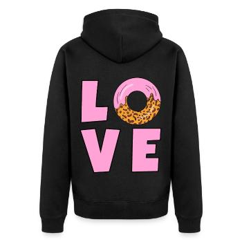 LOVE DONUTS - Unisex Premium Organic Zip Hoodie - black - Back - Nico (187cm)