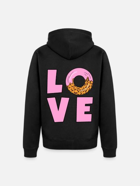 LOVE DONUTS - Unisex Premium Organic Zip Hoodie - black