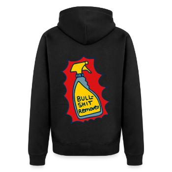 Reiniger, Bullshit Entferner - Unisex Premium Bio Zip Hoodie - Schwarz - Hinten - Nico (187cm)