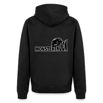 Monstertruck-Wahnsinn - Unisex Premium Bio Zip Hoodie - Schwarz - Hinten - Nico (187cm)