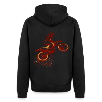 Un saut en longueur sale en motocross - Veste à capuche bio Premium Unisexe - noir - Dos - Nico (187cm)