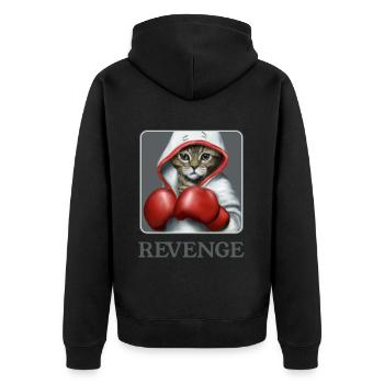 Rache. Die süße Boxkatze. Katzen - Unisex Premium Bio Zip Hoodie - Schwarz - Hinten - Nico (187cm)