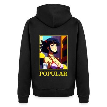 Popular Anime Girl - Das Phänomen des Anime Pop - Unisex Premium Bio Zip Hoodie - Schwarz - Hinten - Nico (187cm)