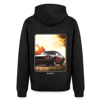 japanisches Auto - der Joyride Z - JDM - Unisex Premium Bio Zip Hoodie - Schwarz - Hinten - Nico (187cm)