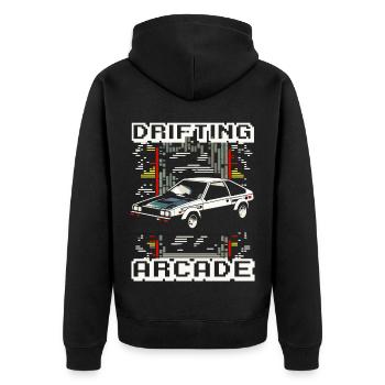 Drift Racing Fujiwara School Initial D-inspired - Unisex Premium Organic Zip Hoodie - black - Back - Nico (187cm)
