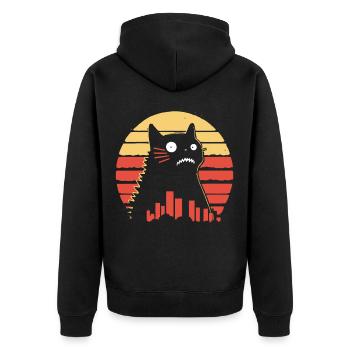 giant monster cat - Unisex Premium Organic Zip Hoodie - black - Back - Nico (187cm)