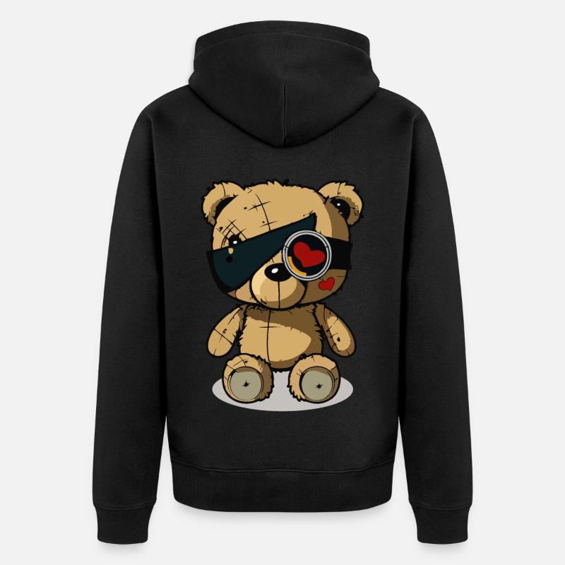 Cache-œil mignon ours - Veste à capuche bio Premium Unisexe - noir