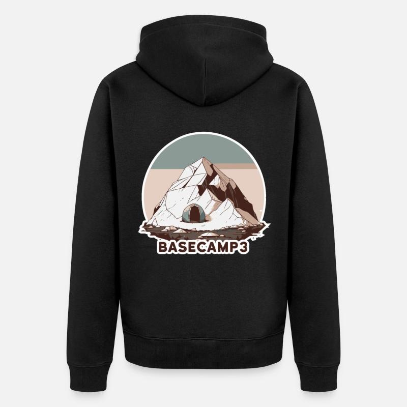 Bergsteiger Basislager 3 - Unisex Premium Bio Zip Hoodie - Schwarz