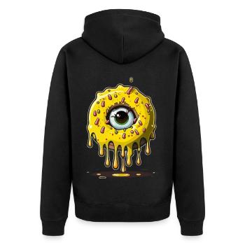 Monster-Augen-Donut - Unisex Premium Bio Zip Hoodie - Schwarz - Hinten - Nico (187cm)