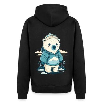 Petit ours polaire solitaire - Veste à capuche bio Premium Unisexe - noir - Dos - Nico (187cm)
