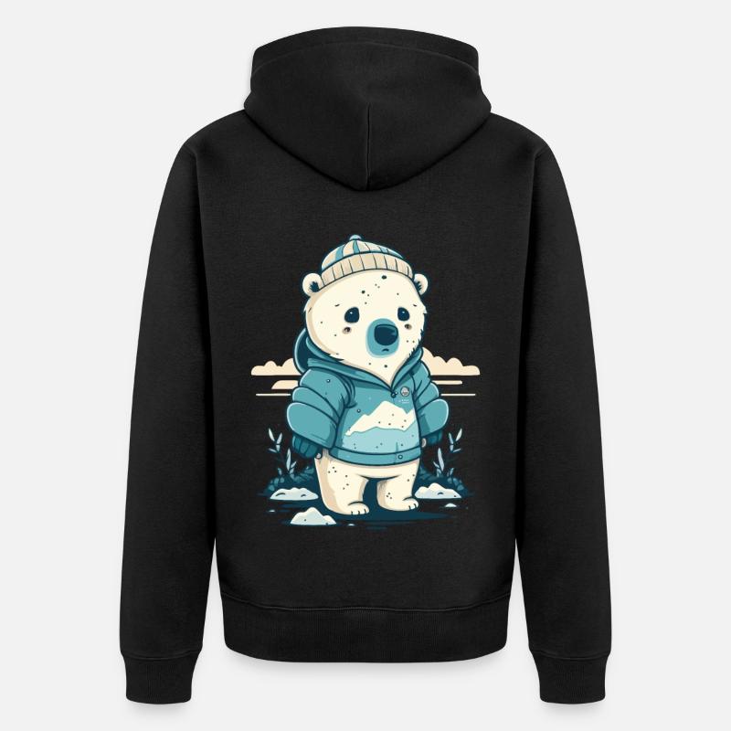 Petit ours polaire solitaire - Veste à capuche bio Premium Unisexe - noir