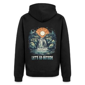 Sortons : nature en plein air et randonnée - Veste à capuche bio Premium Unisexe - noir - Dos - Nico (187cm)