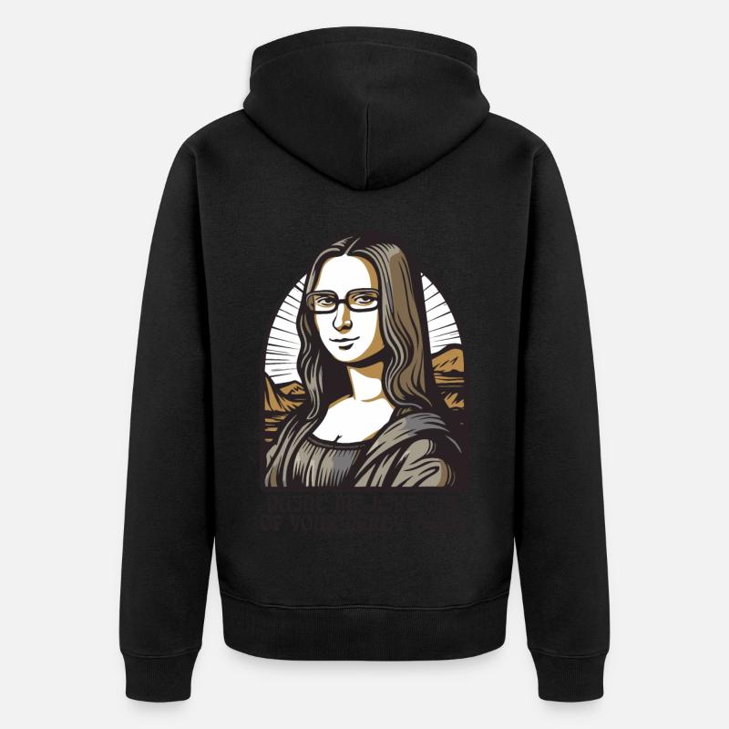 Die nerdige Leseratte Lisa Mona - Unisex Premium Bio Zip Hoodie - Schwarz