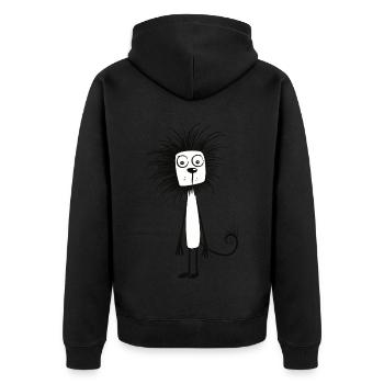 Confused lion - Unisex Premium Organic Zip Hoodie - black - Back - Nico (187cm)