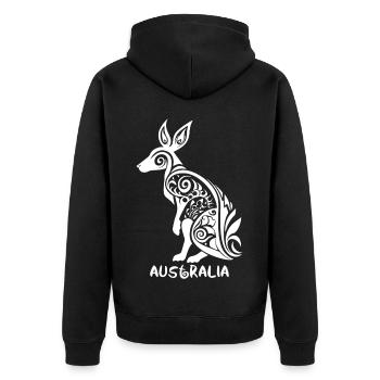 Tribal Symbol – Australia Kangaroo - Unisex Premium Organic Zip Hoodie - black - Back - Nico (187cm)