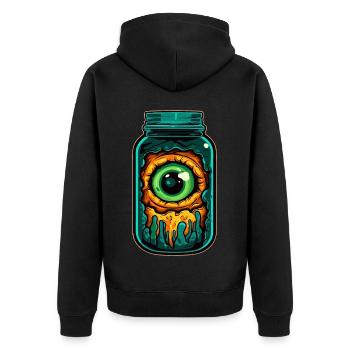 Monster Eye in Glass - Unisex Premium Organic Zip Hoodie - black - Back - Nico (187cm)