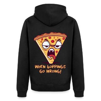 Quand les garnitures tournent mal: tranche de pizza dégoûtante - Veste à capuche bio Premium Unisexe - noir - Dos - Nico (187cm)