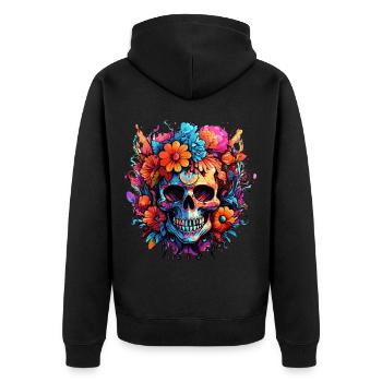 Bouquet of Flowers Sugar Skull Skull - Unisex Premium Organic Zip Hoodie - black - Back - Nico (187cm)