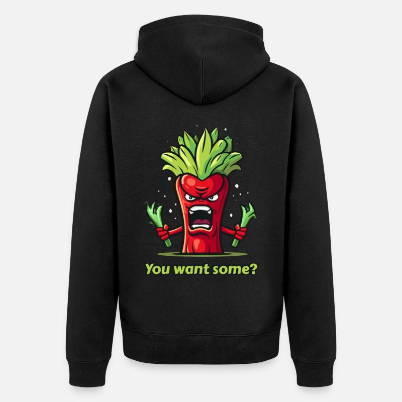 Wütendes rotes Gemüse - Unisex Premium Bio Zip Hoodie - Schwarz