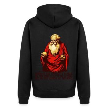 Diogenes' wisdom about simplicity - Unisex Premium Organic Zip Hoodie - black - Back - Nico (187cm)
