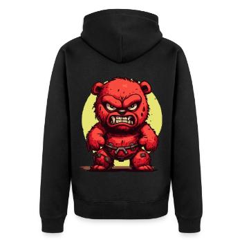 Angry Plush Bear Toy Bear - Unisex Premium Organic Zip Hoodie - black - Back - Nico (187cm)