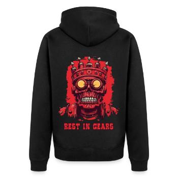 Rest in Gears – King of Mechanics - Unisex Premium Organic Zip Hoodie - black - Back - Nico (187cm)