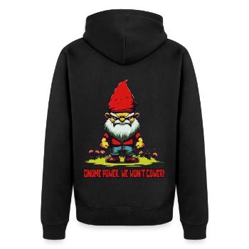We will not give way! Angry garden gnome - Unisex Premium Organic Zip Hoodie - black - Back - Nico (187cm)