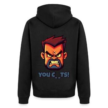 Visage En Colère Boucher Insulte Drôle - Veste à capuche bio Premium Unisexe - noir - Dos - Nico (187cm)