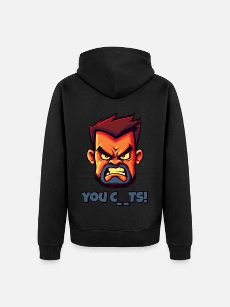 Angry Face Butcher Funny Insult - Unisex Premium Organic Zip Hoodie - black