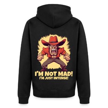 I'm not angry, just intense - Unisex Premium Organic Zip Hoodie - black - Back - Nico (187cm)