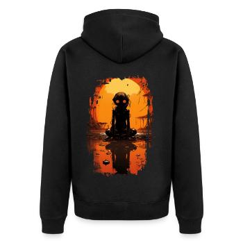 Dunkler Frosch - Unisex Premium Bio Zip Hoodie - Schwarz - Hinten - Nico (187cm)