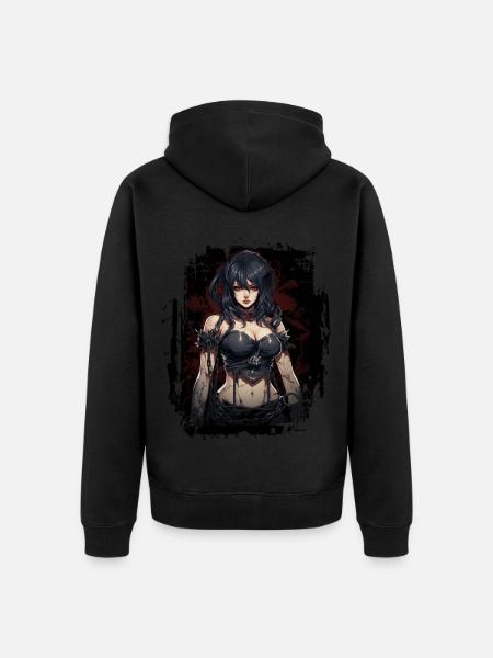 Fittes Gothic Mädchen - Unisex Premium Bio Zip Hoodie - Schwarz