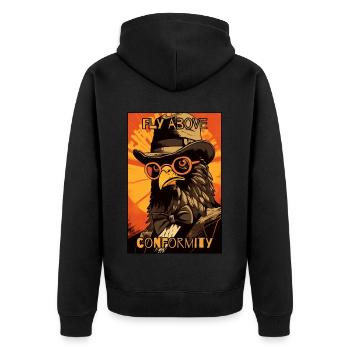 Rise above the norms and conformity. - Unisex Premium Organic Zip Hoodie - black - Back - Nico (187cm)
