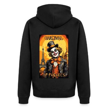 Carnival of masquerades: a clown in Paris - Unisex Premium Organic Zip Hoodie - black - Back - Nico (187cm)